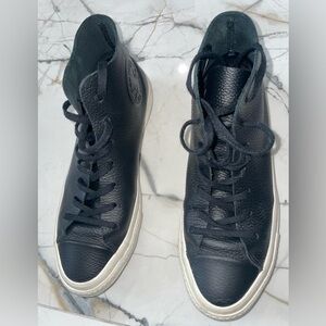 Converse Black Leather High-Top Chuck Taylor Sneakers